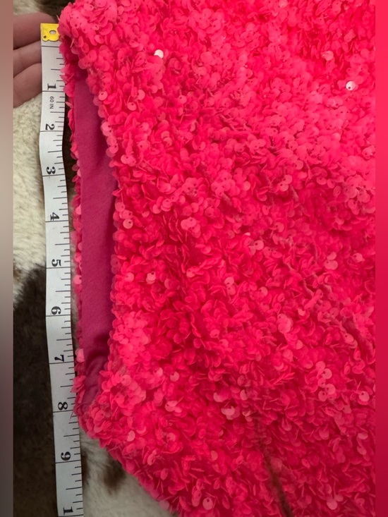 Hot Pink Sequin One Shoulder Mini Dress Textured Party Cocktail Large - Picture 8 of 9